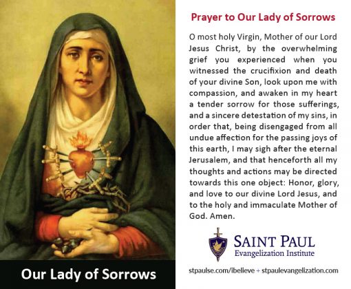 Holy Cards – Our Lady of Sorrows (100 Pack) – St. Paul Street ...
