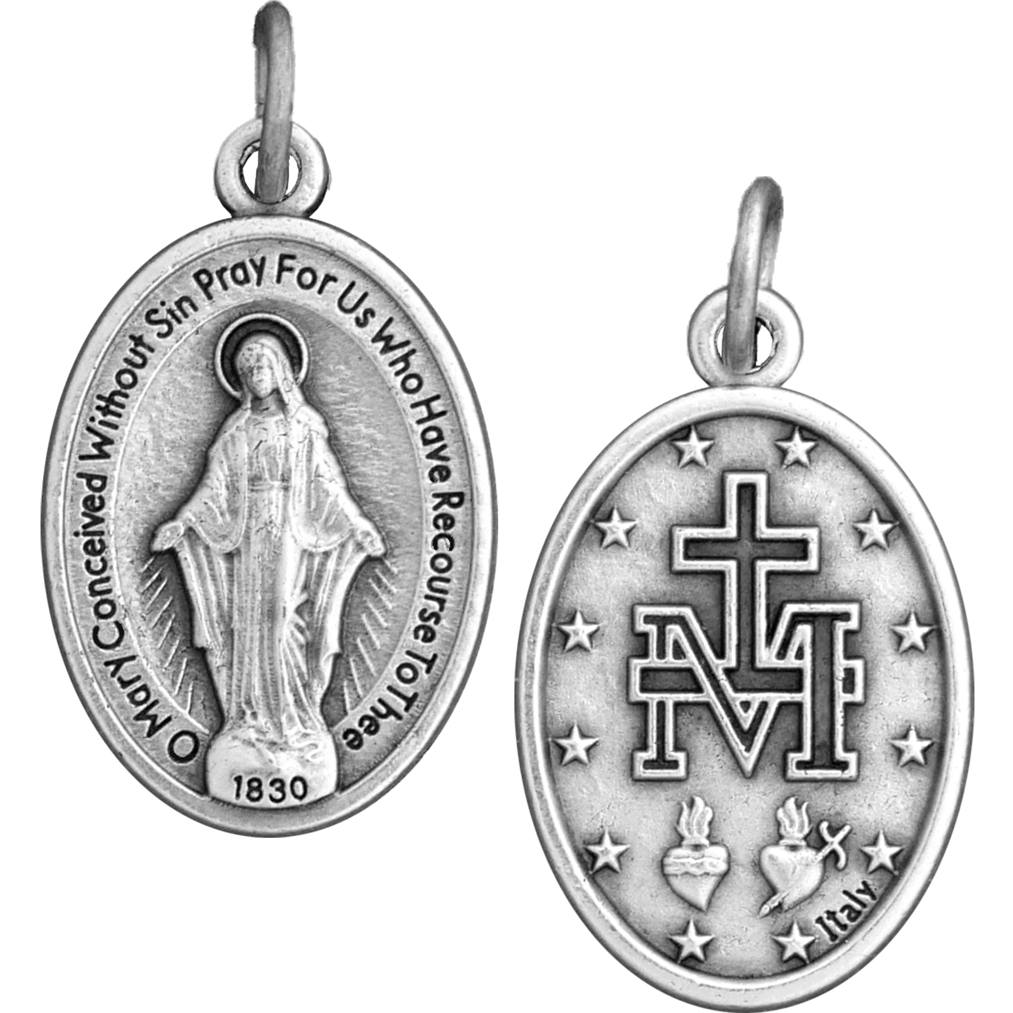 Miraculous Medals regular 1 inch front and back obverse