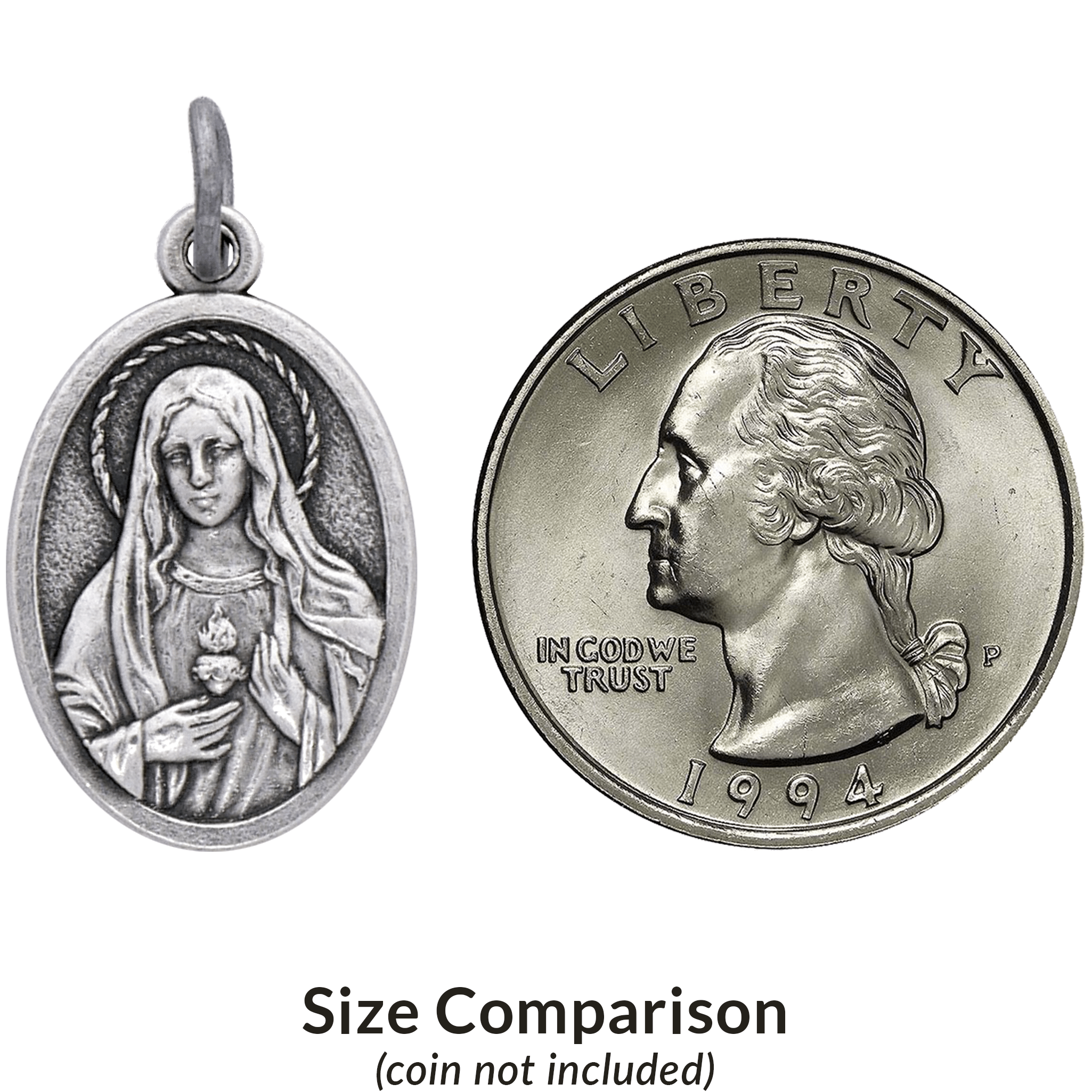 Twin Hearts size comparison with coin